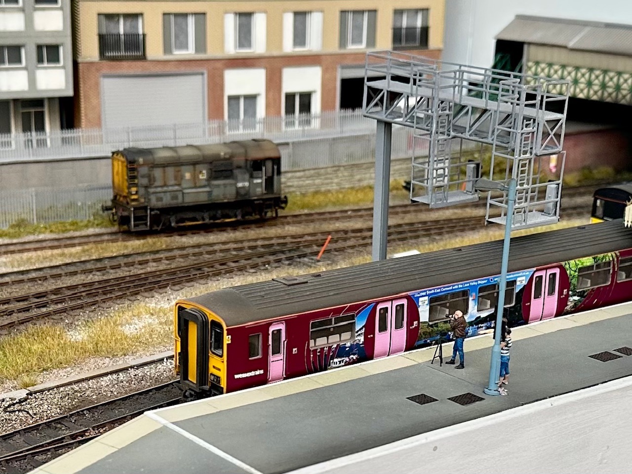 Model train at station