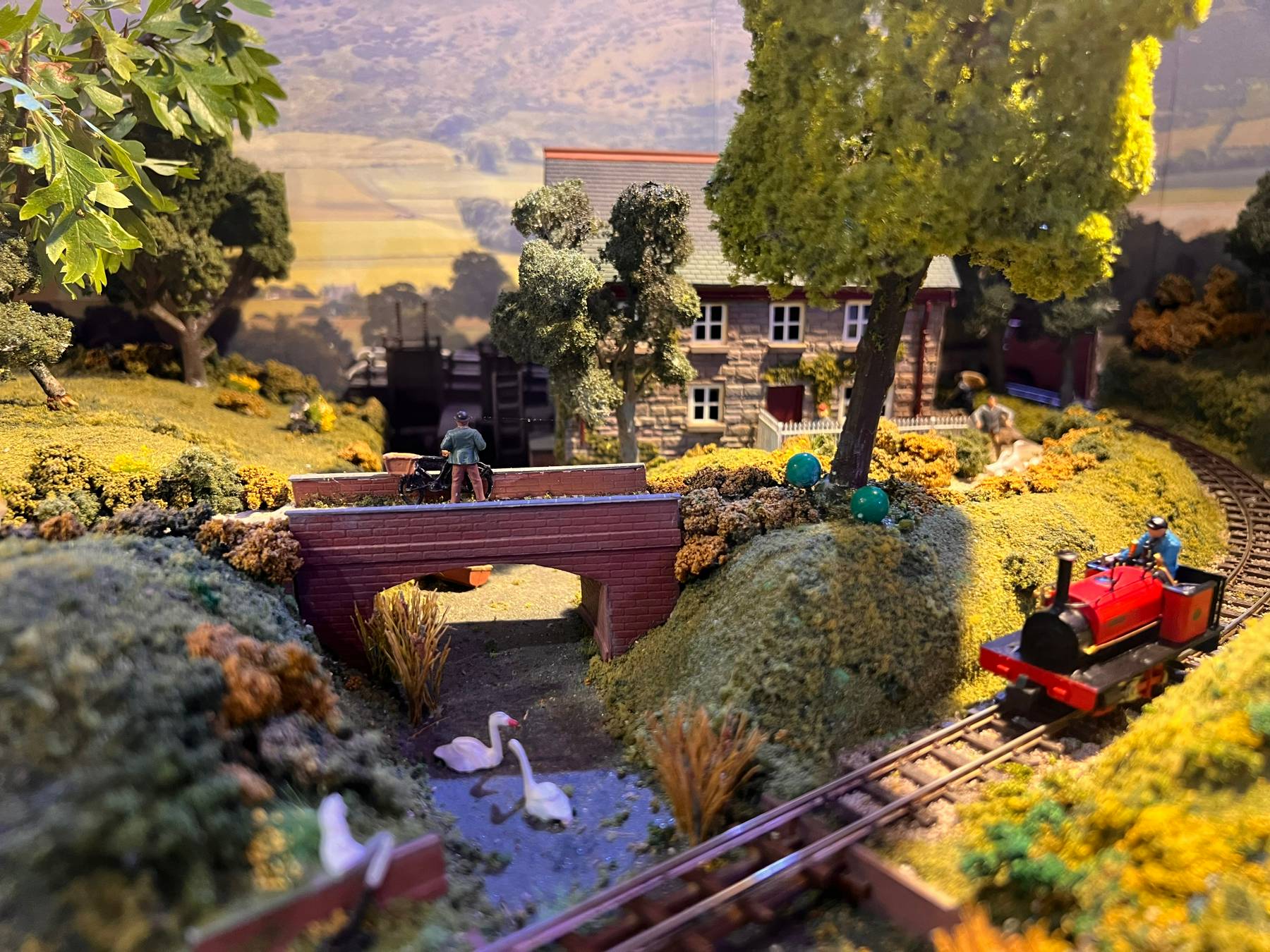 Model railway countryside scene