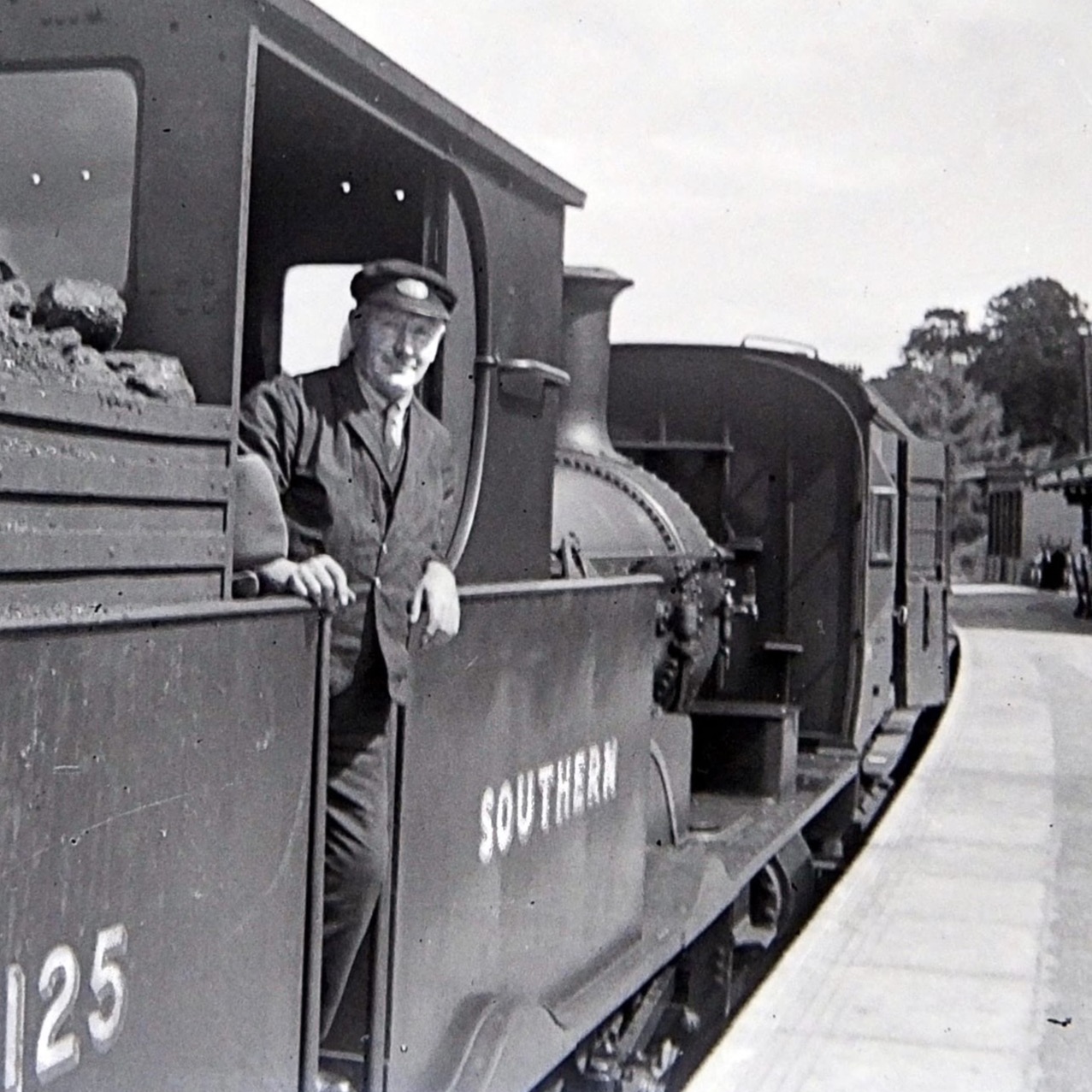 Percy Bird on his engine