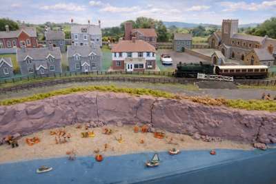 Seaside railway scene